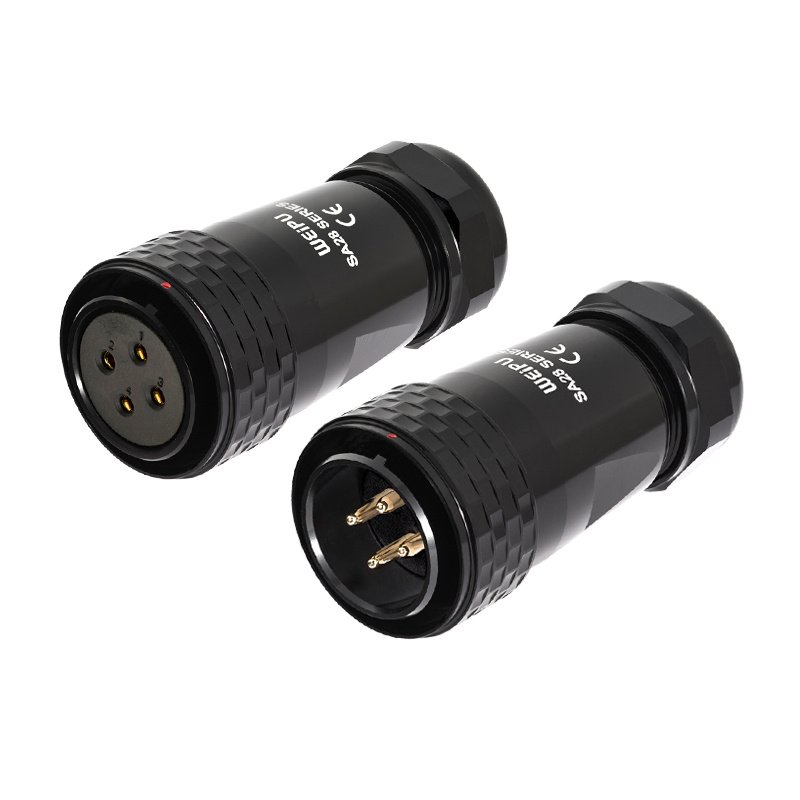 WEIPU SA28 Metal IP67 Waterproof Push Pull Aviation Connector 2PIN 4PIN Copper Contacts Circular Wiring Cable Plug for LED Power